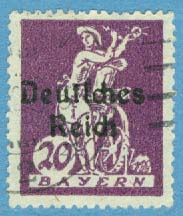 Deutsches Reich – M  122 Påtryck på Bayern 20 Pf stpl