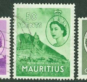 Mauritius – M  251-253 Elisabeth II och landsmotiv, 3 ol stpl
