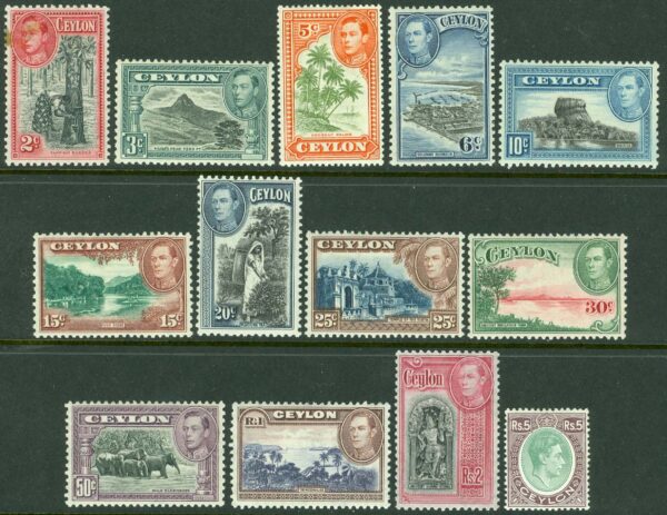 Ceylon - M  230-242 GeorgeVI och landsmotiv, 13 kpl * fl
