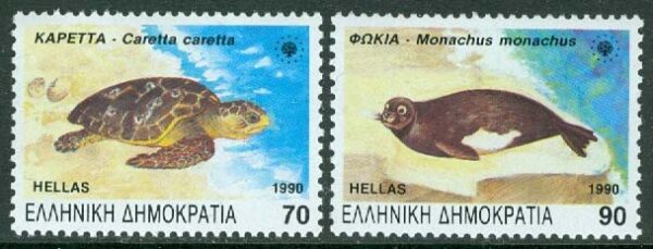 Grekland - M 1739-1740 Sällsynta djur, bl.a. havsmunk, 2 ol **