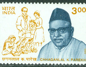 Indien – M 1711 Chhaganial K. Parekh, socialreformerare, 3.00 R **