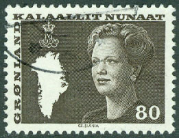 Grönland – F  120 Drottning Margrethe. Typ III, 80 öre stpl