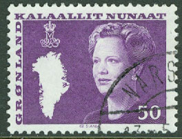 Grönland – F  126 Drottning Margrethe. Typ III, 50 öre stpl