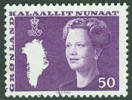 Grönland – F  126 Drottning Margrethe. Typ III, 50 öre stpl