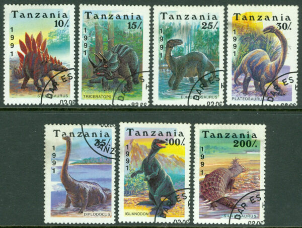 Tanzania - M  854-860 Förhistoriska Djur bla Diplodocus, 7 kpl stpl