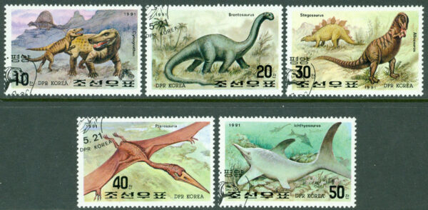 Nordkorea - M 3209-3213 Förhistoriska Djur, 5 kpl stpl