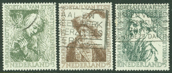 Nederländerna - M  673-675 Sommarmärken, Rembrandts födelse, 3 ol stpl