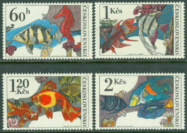 Tjeckoslovakien - M 2260-2262, 2264 Akvariefiskar, 4 ol **
