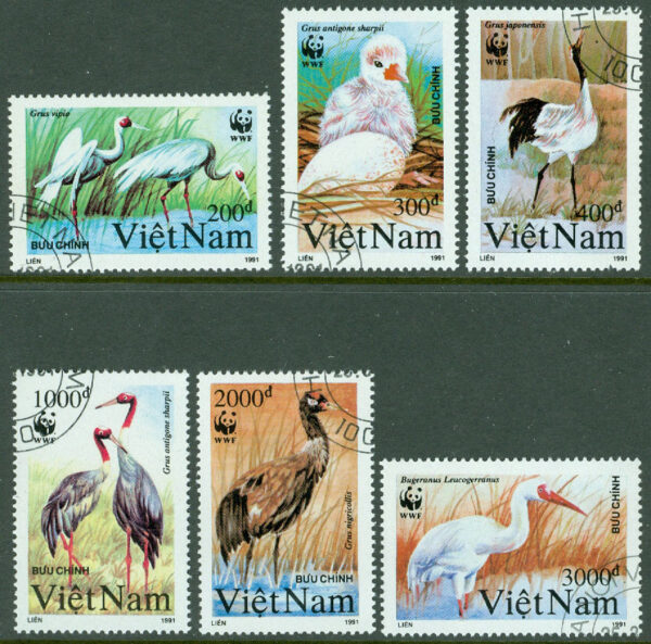 Vietnam - M 2302-2307 WWF, Naturskydd, tranor, 6 ol stpl