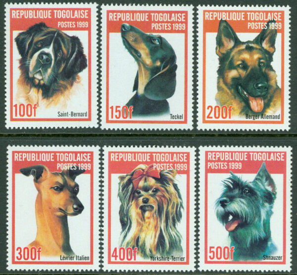 Togo - M 2823-2828 Hundar bla Schnauzer, 6 kpl **