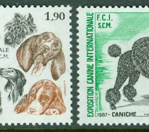 Monaco – M 1804-1805 50:e  Int. Hundutställningen, bla Pudel, 2 kpl **