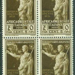 Italienska Östafrika – M   36 Staty av kejsare Augustus, 5 C, 4-block **
