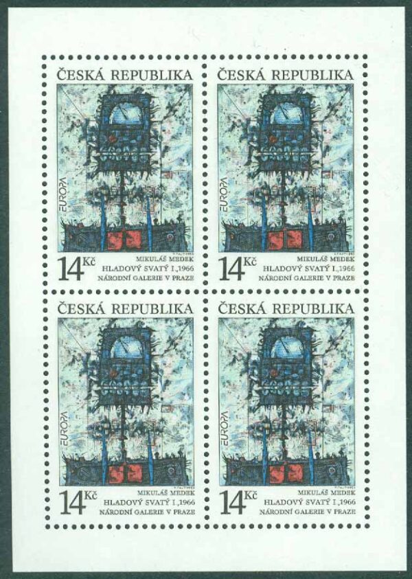 Tjeckien - M    5 Europa 1993. Samtida konst, Miniark kpl **
