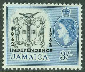Jamaica – M  192 Oavhängighet, påtryck INDEPENDENCE 1962, 3 Sh **