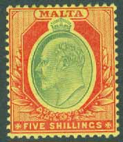 Malta – M   40 Kund Edward VII, 5 Sh *