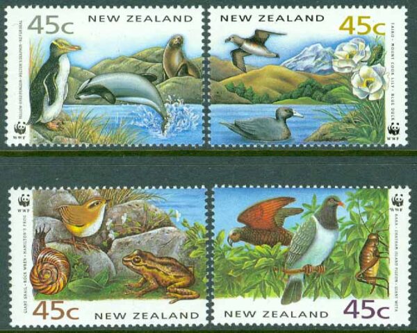 Nya Zeeland - M 1290-1293 WWF. Naturskydd, 4 ol **