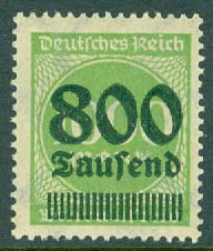 Deutsches Reich – M  308 A Siffertyp, 800 Tsd på 1000 m **