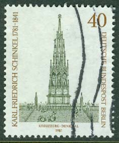 Berlin – M  640 Byggmästaren och målaren K F Schinkels födelse 200 år, 1 kpl stpl
