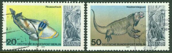 Berlin - M  552, 555 Berlins Akvariums återöppnande 25 år, 2 ol stpl