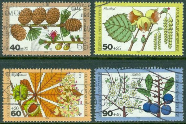Berlin - M  607-610 Välfärd, Blad, växter och frukter från skogen, 4 kpl stpl