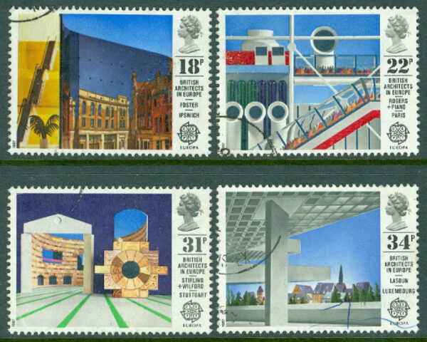 England - M 1105-1108 Europa CEPT 1987 Arkitektur, 4 kpl stpl