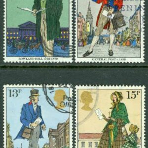 England – M  804-807 Sir Rowland Hills död 100 år, 4 kpl stpl