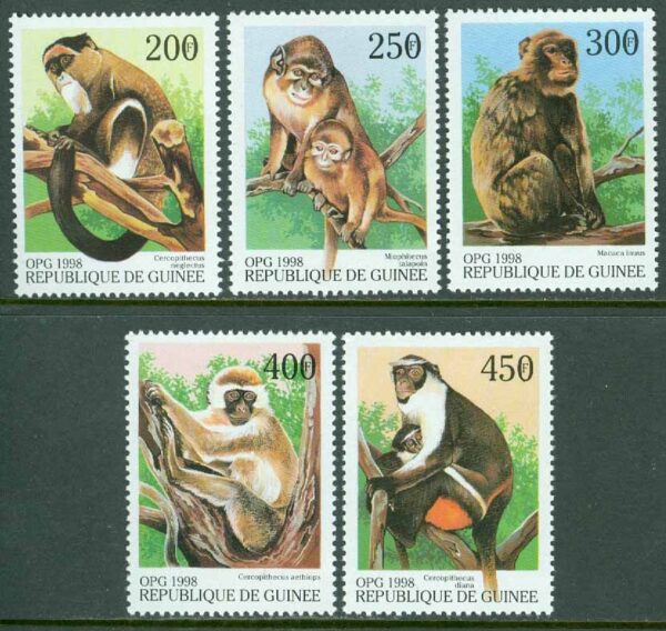 Guinea - M 1952-1956 Apor från hela världen, 5 ol **
