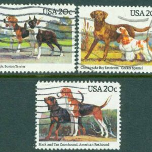 USA – M 1708-1709, 1711 Hundar, bl.a. Beagle, 3 ol stpl