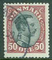 Danmark – F  154 Christian X, 50 öre stpl