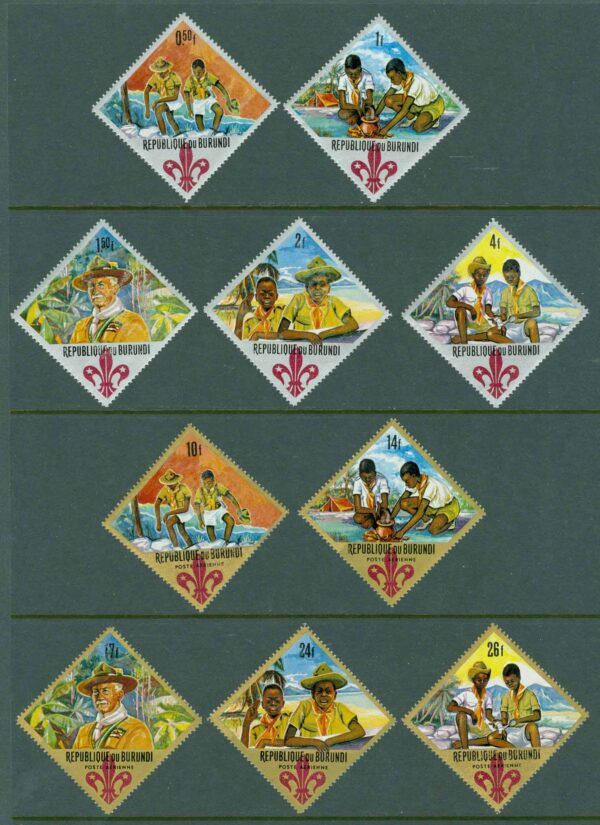 Burundi - M  349-358 A Scouting 60 år - Scoutingträff i Idaho 1967, 10 kpl **