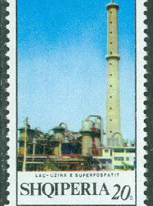 Albanien – M 1460 C Industrianläggningar, superfosfatverk, 20 Q ** (Kat.v: € 250:-)