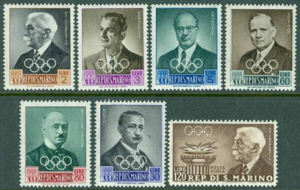 San Marino - M  611-617 IOK-funktionärer, bl.a.svensken Johannes Sigfrid Edström, 7 kpl **