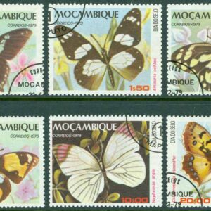 Mocambique – M  731-736 Frimärkets Dag, fjärilar, 6 kpl stpl