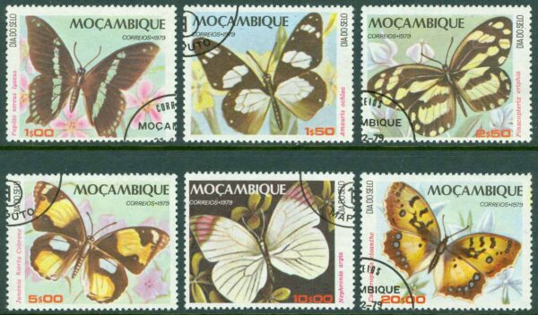 Mocambique - M  731-736 Frimärkets Dag, fjärilar, 6 kpl stpl