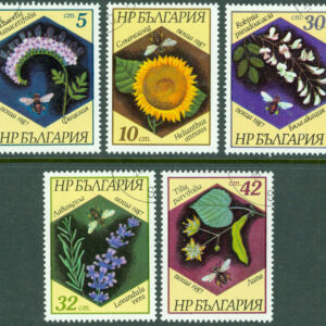 Bulgarien – M 3582-3586 Blommor och bin, 5 ol stpl
