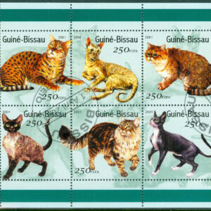 Guinea-Bissau – M 1522-1527 Katter, 6 kpl i miniark stpl