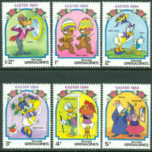 Grenada Grenadines – M  590-595 Disneyfigurer firar påsk 1984, 6 ol**