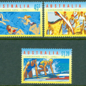 Australien – M 1386-1388 Australiensiska Livräddningssällskapet 100 år, 3 ol **