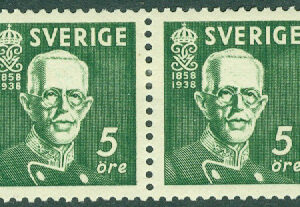 Sverige – F  266BC Gustaf V 80 år, 5 öre 3 + 4 sid par *