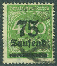 Deutsches Reich – M  287 Påtryck 75 Tsd på 400 M stpl