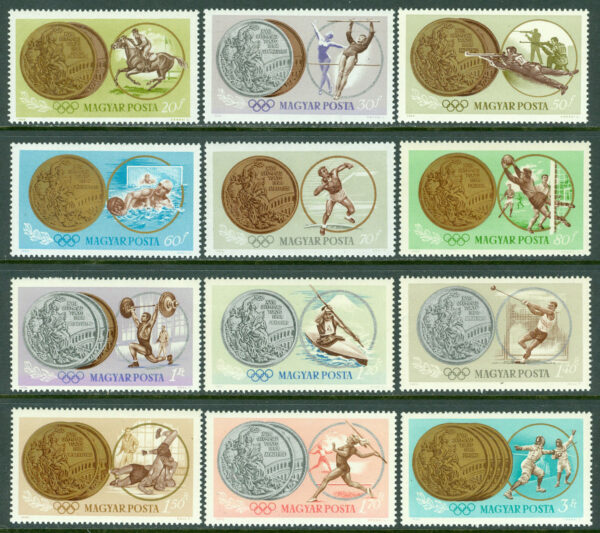 Ungern - M 2089-2100A Ungerska medaljer vid OS i Tokyo 1964, 12 kpl **