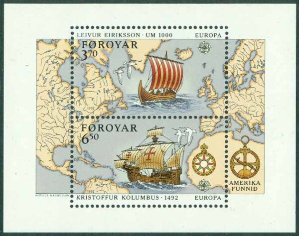 Färöarna - F  233-234 (BL 5) Europa CEPT 1992 - Upptäckten av Amerika, block **