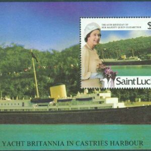 St. Lucia – M BL  48 Drottning Elisabeth 60 år, Kungl. Yachten Britannia, block **