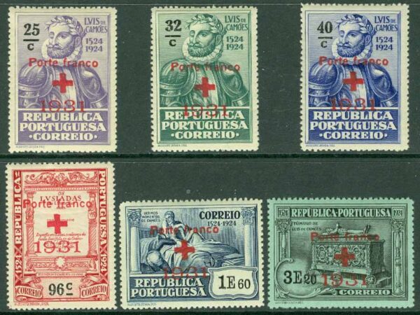 Portugal - M PF   29-34 Portofrihetsmärken för Röda Korset 1931, 6 kpl *