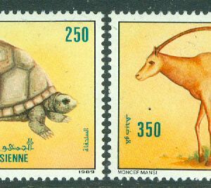 Tunisien – M 1194-1195 Sköldpadda, oryxantilop, 2 kpl **
