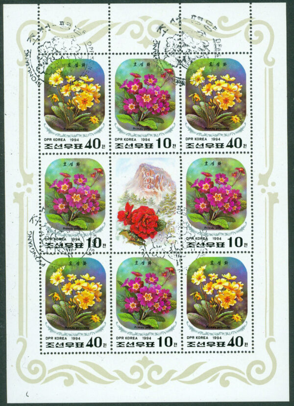 Nordkorea - M 3513-3514 Kim Jong Il 52 år - Blommor, Miniark stpl