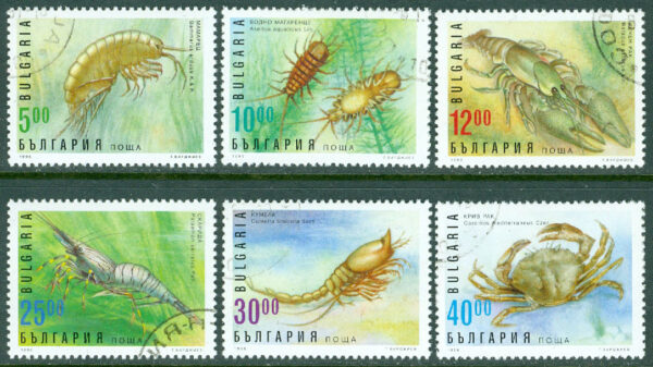 Bulgarien - M 4238-4243 Kräftdjur, bl.a. Asellus aquaticus, 6 kpl stpl