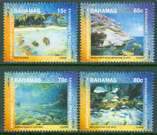 Bahamas - M 1017-1020 Omvärldsskydd, havsfauna, 4 kpl **