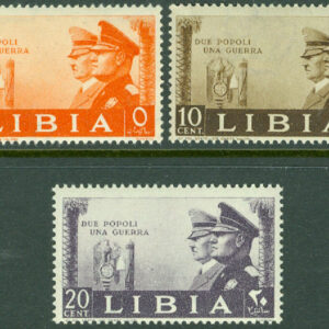 Italienska Libyen – M  116-118 Tysk-Italienskt vapenbrödraskap, Hitler och Mussolini, 3 ol **