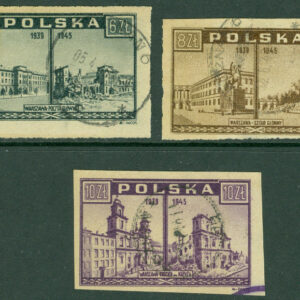 Polen – M  417-419 Warszawa före och efter förstörelsen, 3 ol stpl